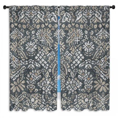Detailed Damask Pattern Window Curtains Damask Sheer & Room Darkening - 2 Panels