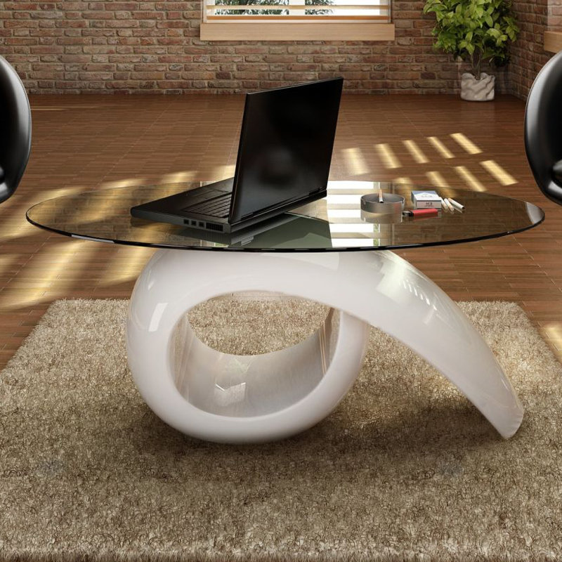 Pedestal Coffee Table, White