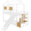 A Metal Twin-Over-Twin Bunk Bed Featuring A Slide And A Storage Staircase-283989807