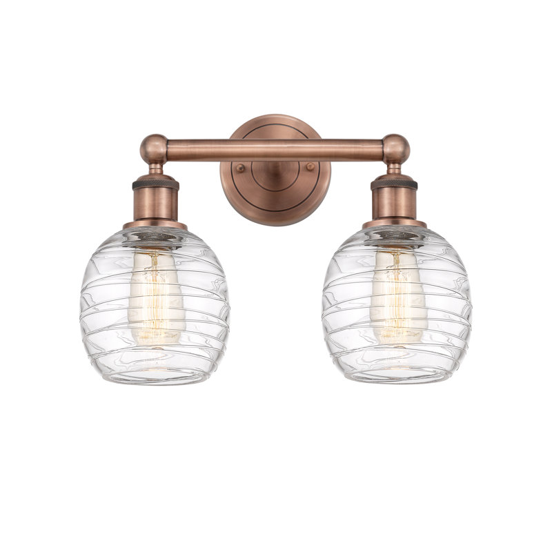 Carlucci 2 - Light Dimmable Vanity Light, Deco Swirl, Antique Copper
