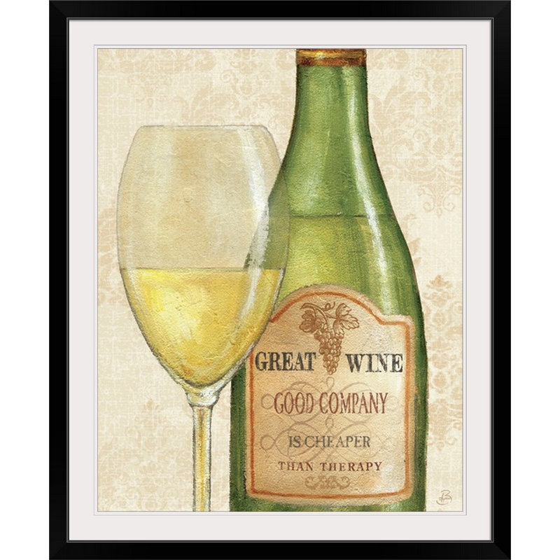 «Wine Quotes II» par Daphne Brissonnet, impression, H 23 po x l 20 po x P 1 po, Cadre noir