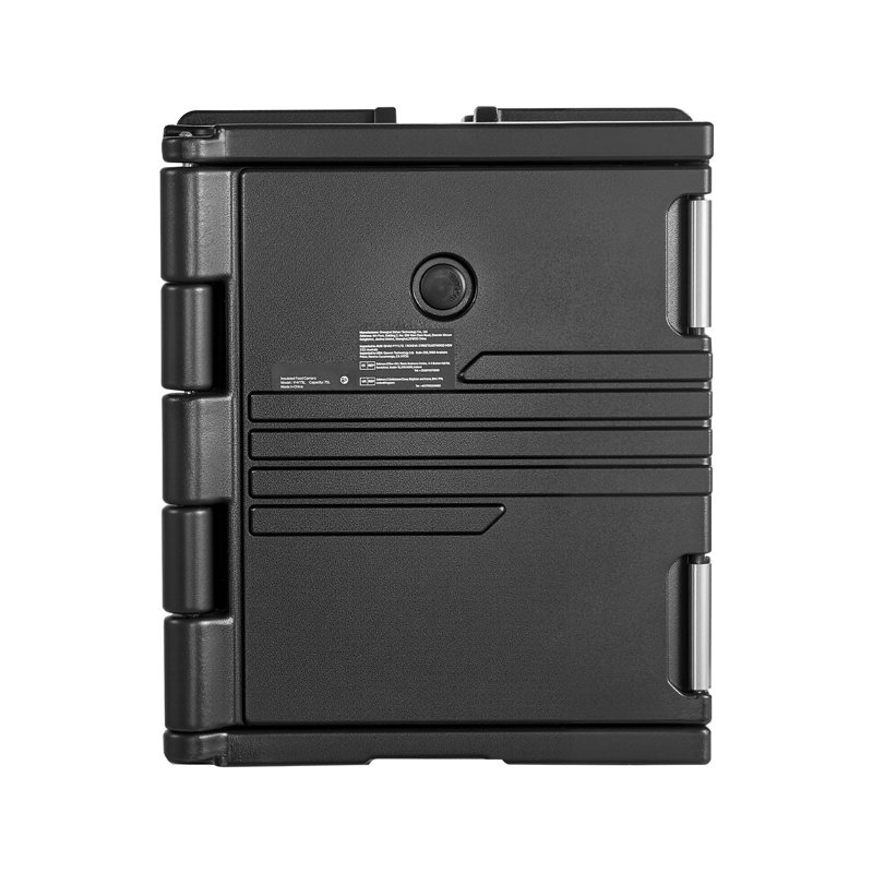 Boîte isotherme de transport pour plats alimentaires, 82 pintes (78 L), non électrique, avec roulettes et fermetures en acier inoxydable, contenant de transport empilable en PEBDL pour la restauration et les événements (noir)
