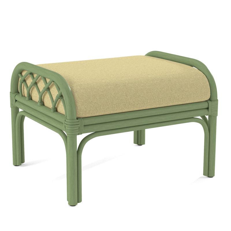 Edgewater Ottoman, Celery, White Performance Fabric; 0851-94