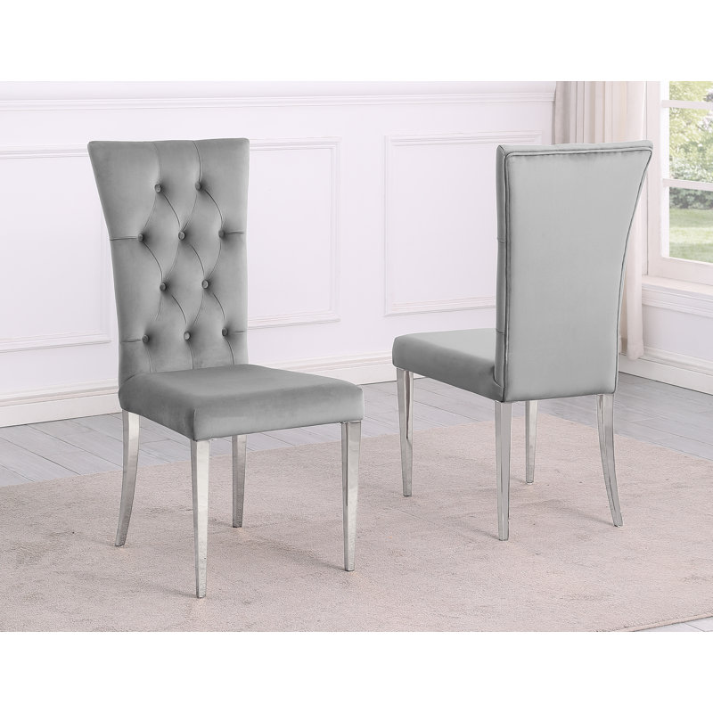 Baltazar 4 - Person Pedestal Dining Set, Silver/Gray, Silver