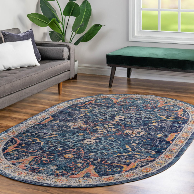 Alkire Floral Indoor Rug, Oval 3'11" x 5'11"