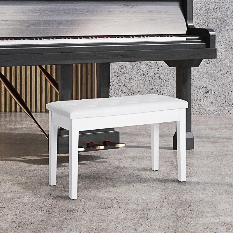 Piano Bench, Duet Piano Chair, White