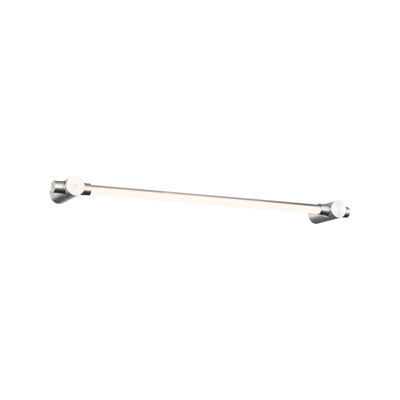 Brushed Nickel Dimmable LED Bath Bar with Frosted Acrylic Diffuser