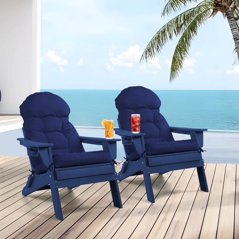 2 PCS Outdoor Adirondack Chair Seat and Back Cushion, Navy