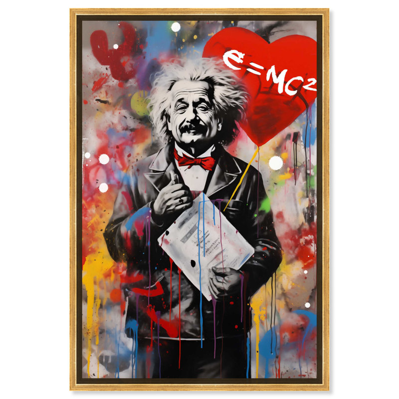 Genius Love, toile Graffiti Pop Art, Cadre doré, H 55 po x l 37 po