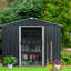 Remise de rangement extérieure en métal de 8 pi x 10 pi avec surface noire - structure en acier galvanisé robuste, évents perforés pour le remplacement de l'air, cadenas à portes coulissantes, remise manuelle à installation simple, structure, respirante-118110875