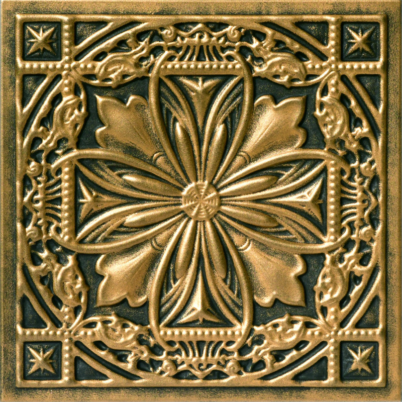Tuile de plafond en polystyrène collé 1,63 pi x 1,63 pi Lucas's Shield, Laiton antique