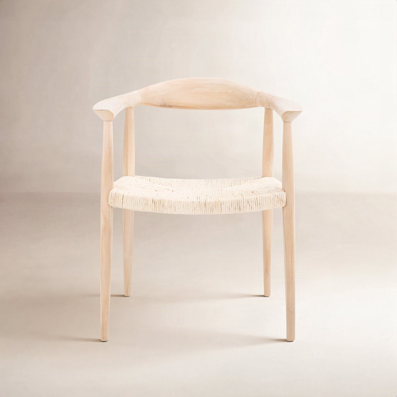 Arlo 17.32'' H Leather Upholstered Armchair, Unfinished Natural