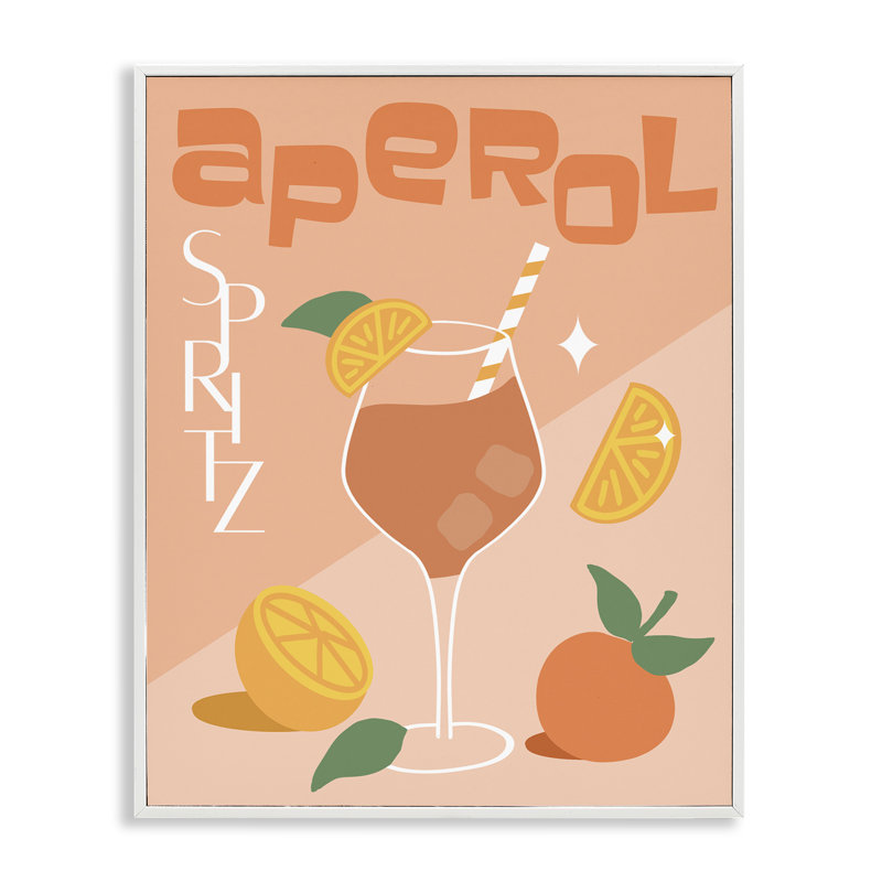 «Aperol Spirz», estampe numérique par Anna Quach, Giclée encadrée blanc bord de mer, H 30 po x l 24 po