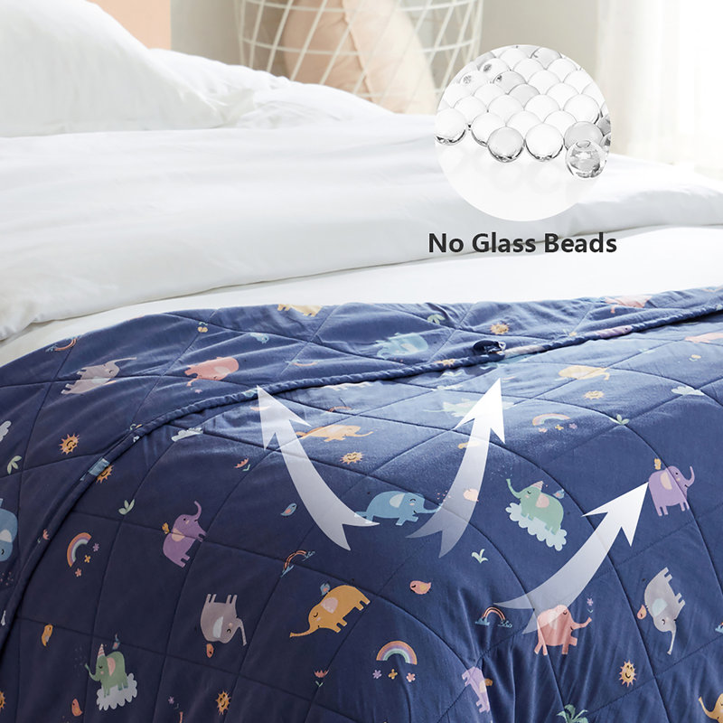 Blue Twin Kids Weighted Blanket with Animal Patterns