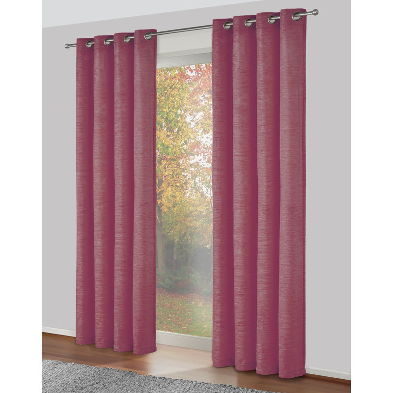 Gracierose Synthetic Eyelet Single Curtain Panel, opaque, Pink, 225cm Width x 270cm Drop