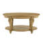 Table basse ovale en bois de 42 po pour le salon, table basse à 2 niveaux en bois massif avec tablette de rangement ouverte, assemblage facile, naturel antique