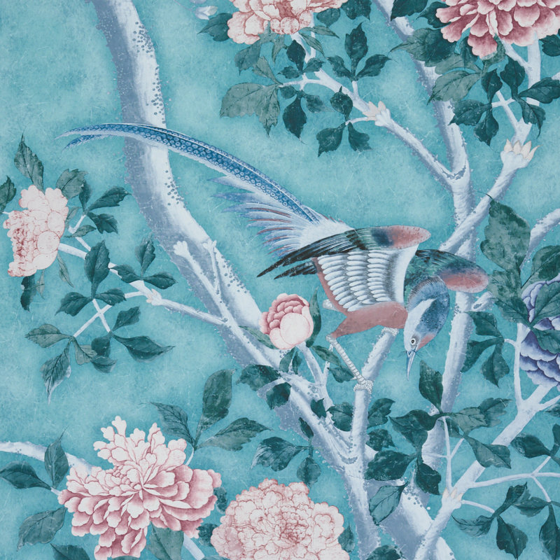 Schumacher X Mary Mcdonald Les Oiseaux Panel Set, Blue Turquoise
