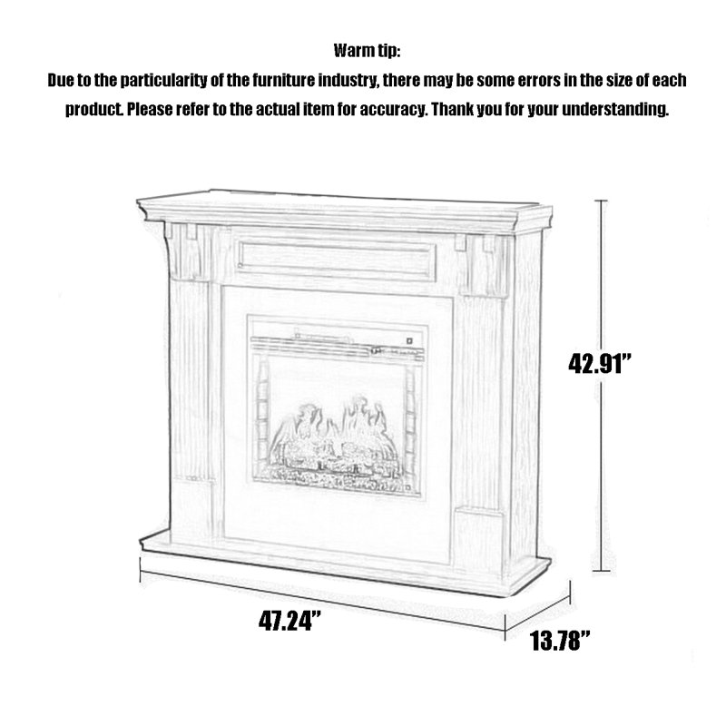 Foyer électrique de style champêtre américain avec flammes simulées pour le chauffage, Blanc