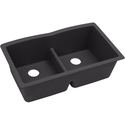 Évier de cuisine à double cuve avec séparation aqua l 33 po x l 19 po Quartz Luxe