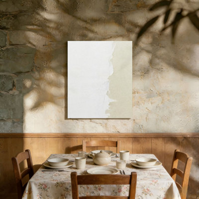 Duotone White Tan Grunge Canvas Print Built-in Back Wood Frame Wall Art,36" x 24" Home Accent
