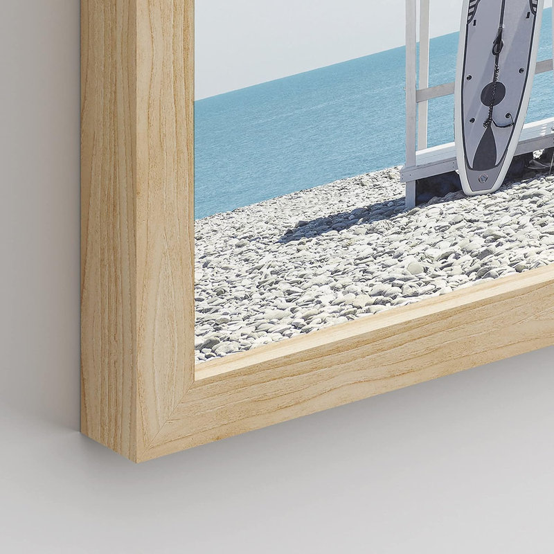 «Surfboard Tropical Palm Tree Beach Shore», reproduction encadrée de 4 pièces, H 16 po x l 12 po x P 1 po, Encadré naturel