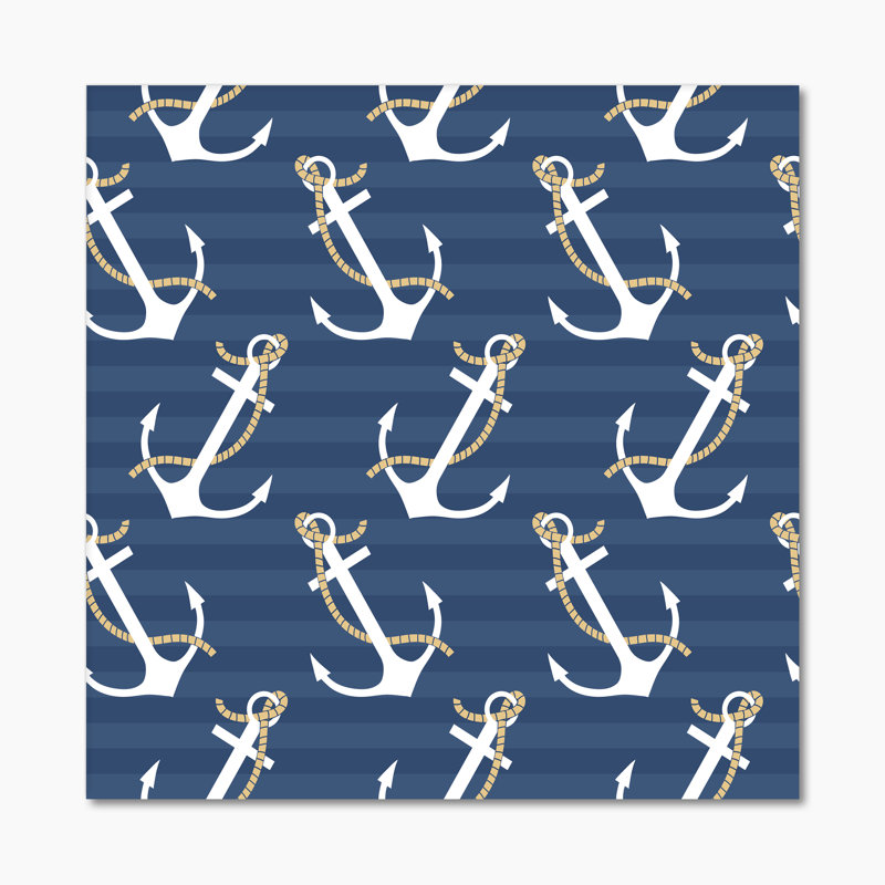 Motif d'ancres - peinture, H 16 po x l 16 po, Toile tendue