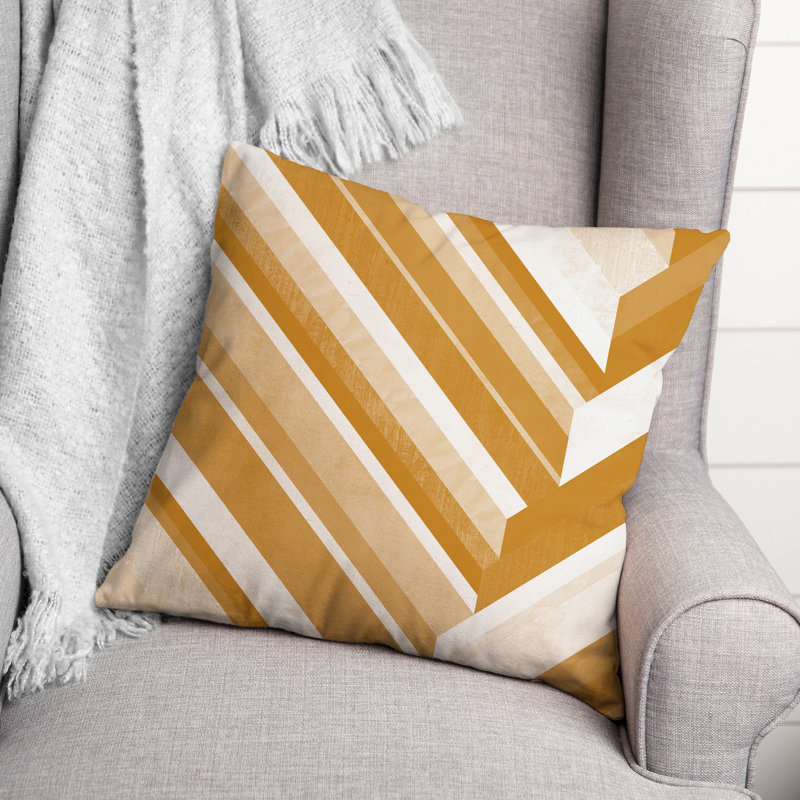Coussin décoratif intérieur / extérieur à rayures, Orange
