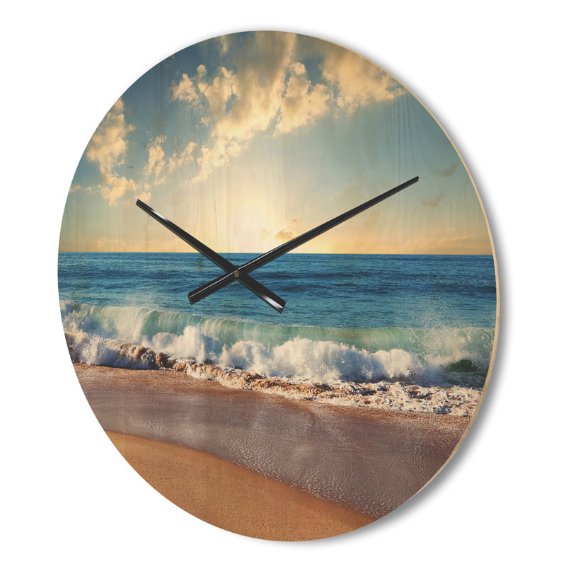 Horloge murale en bois Sea Sunset, Moyen