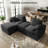 Boneless Oversized Corduroy Sectional Loveseat Sleeper Sofa, 4-Piece Modular Couch with Storage, 2 Ottomans & 2 Pillows for Living Room & Apartment, Easy Assembly Required-307478552