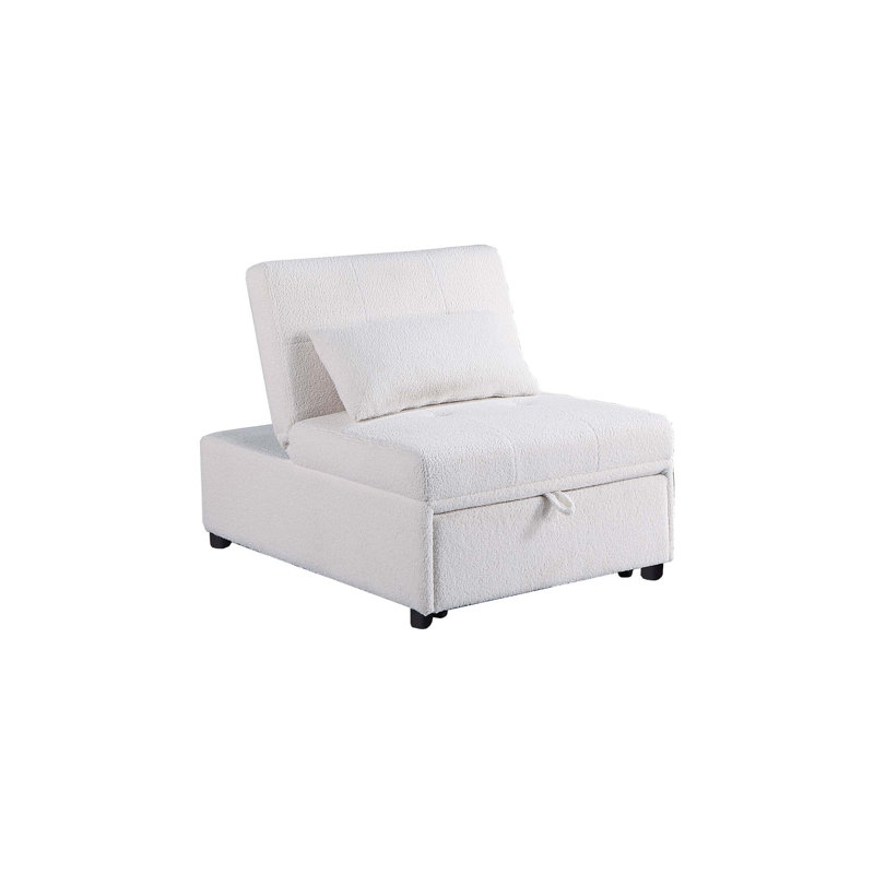 Canapé-lit convertible en sherpa blanc