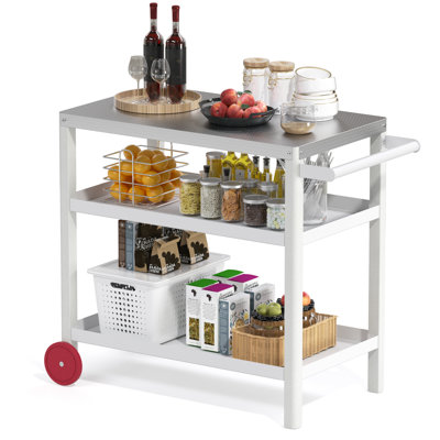 Three-decker Outdoor Grill Cart, Kitchen Island Dining Cart by Ebern Designs
