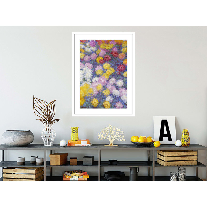 «Chrysanthemums» par Claude Monet, impression giclée encadrée, H 41,5 po x l 30,56 po