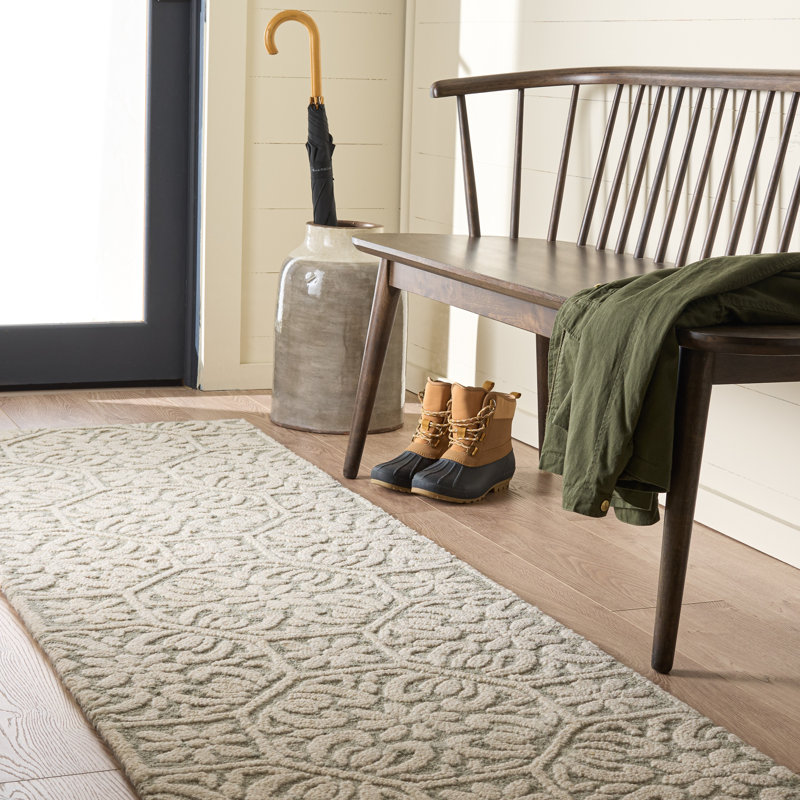 Martha Stewart 3861 Hand Tufted 85% Wool; 15% Cotton Damask Rug, 2'-3" X 8'-0" Runner