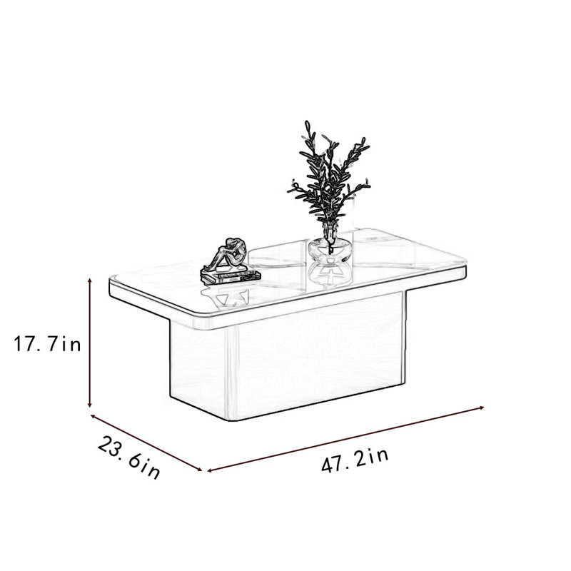 Rectangular stone slab reception coffee table