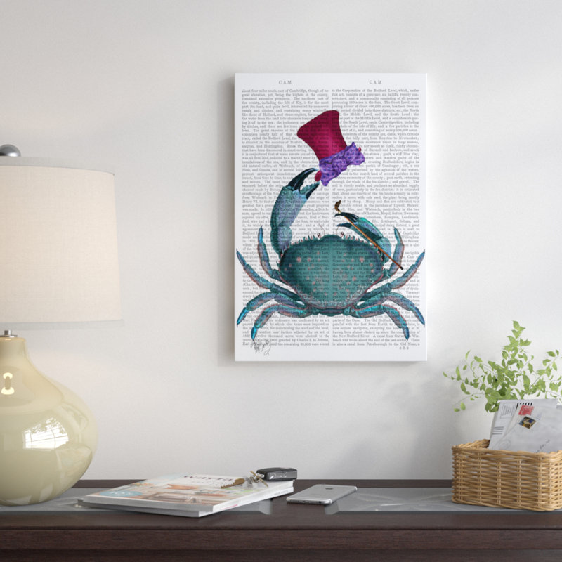 « the dandy crab », impression sur toile tendue, H 12 po x l 8 po x P 0,75 po, Toile tendue, Pas de tapis