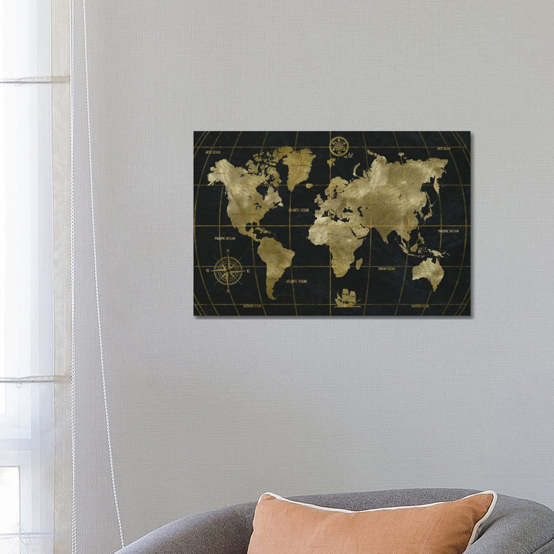 Golden World by Nan - Painting on Canvas, 66.04 cm H x 45.72 cm W x 1.91 cm D, Wrapped Canvas