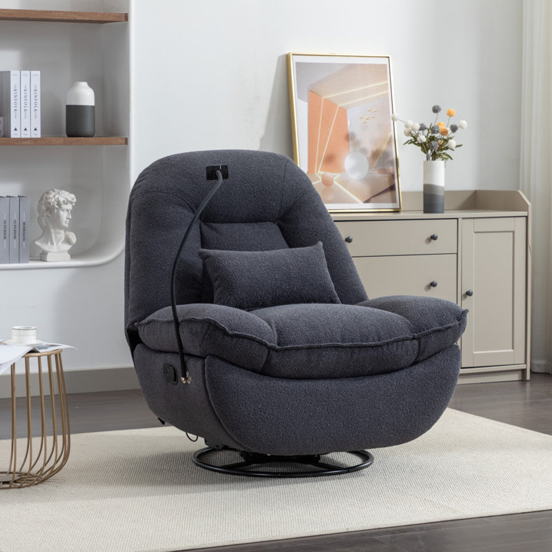 Antwonn 100cm Wide Swivel Standard Recliner, Dark Grey