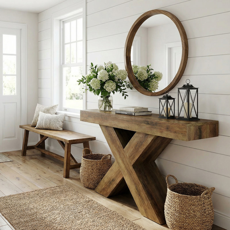 Wooden Unique Design 55" Console Table