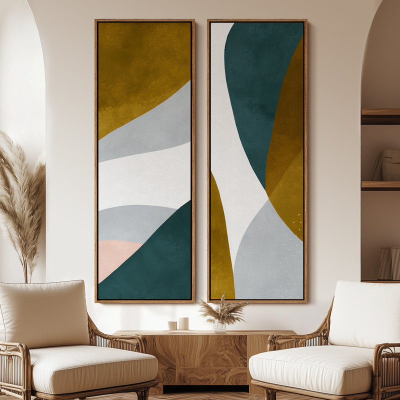 «Vintage Landscape Wall Art», ensemble de 2 toiles encadrées 20 x 60 pouces, Naturel