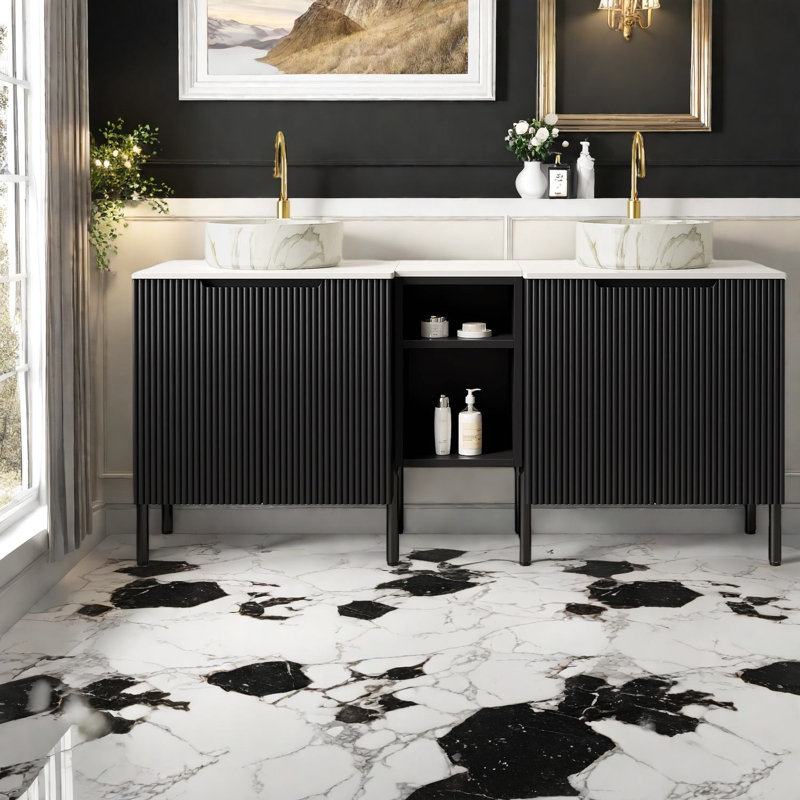 Meuble-lavabo moderne (doit inclure le meuble-lavabo et le lavabo) avec rangement