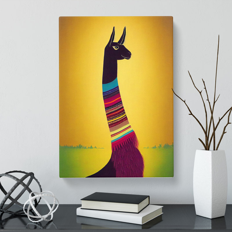 Llama Retro - Wrapped Canvas, 50cm H x 35cm W x 3cm D