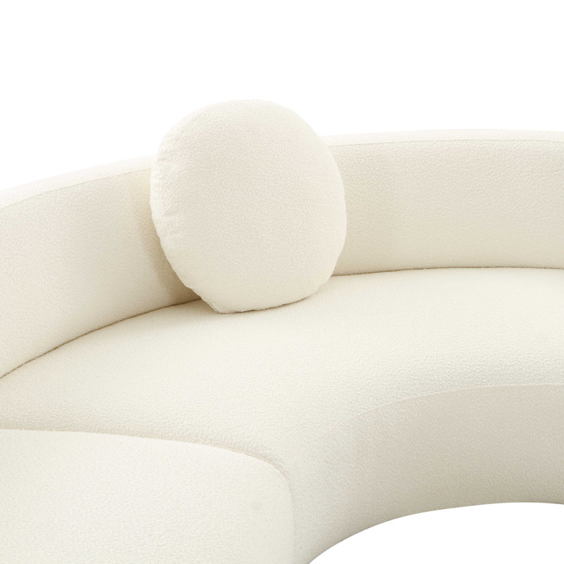 Chyrisse Upholstered Curved Sectional Symmetrical, Cream Boucle