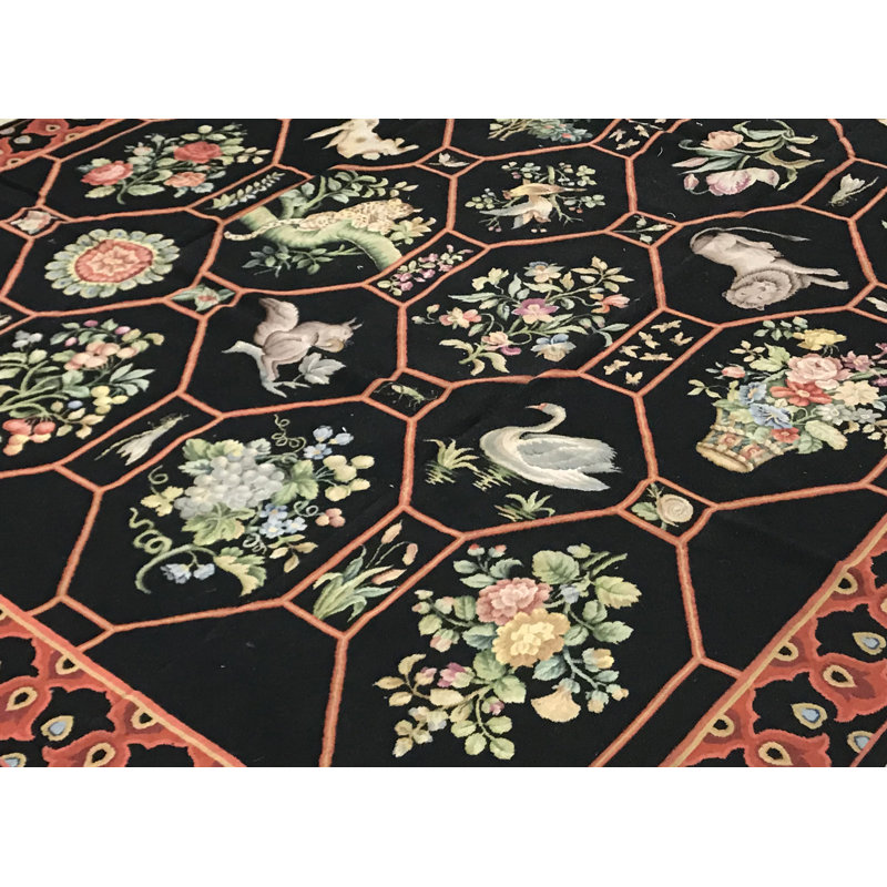 Petitepoint Wool Floral Area Rug