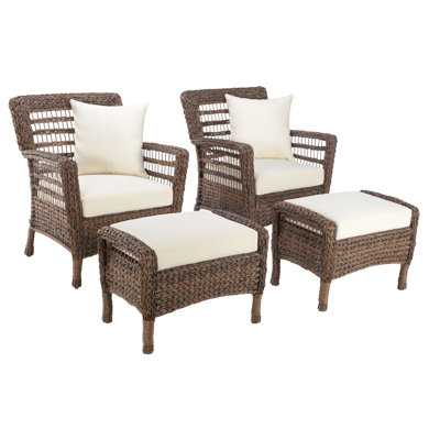 Boyles Wicker Outdoor Lounge Chair with Ottoman