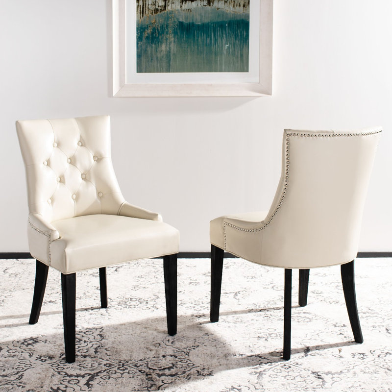 Baumgarten 49.53cm H Tufted Upholstered Parsons Chair, Espresso, Cream