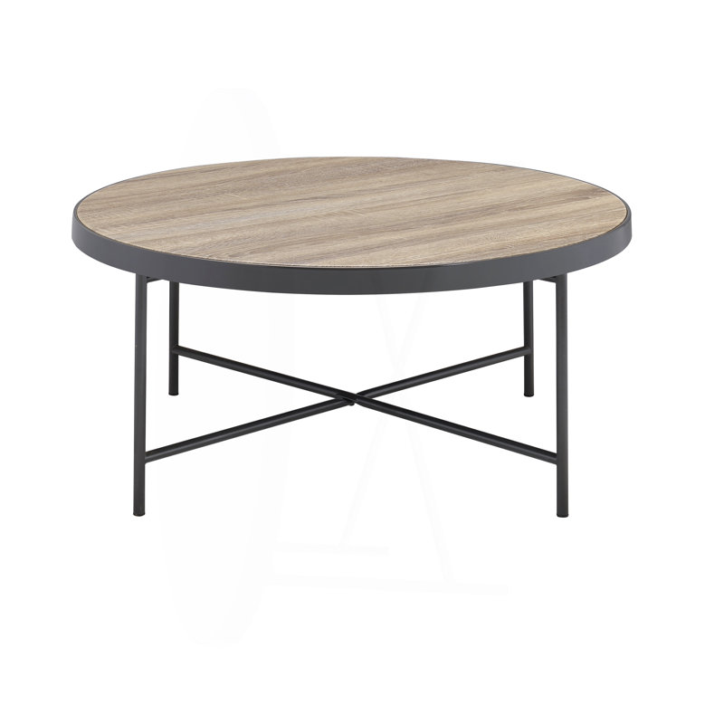 Table basse en chêne vieilli gris et métal