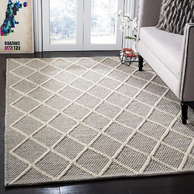 Tapis géométrique en laine et en viscose tissé à la main Russo, Rectangle de 5 pi x 8 pi