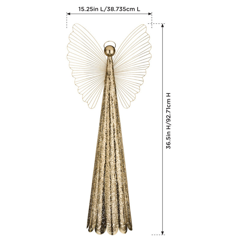 Décoration Contempo Angel, Doré, H 8,5 po x l 36,5 po x P 15,25 po