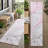 8' Runner Gray and Pink Abstract Washable Non Skid Indoor Outdoor Runner Rug