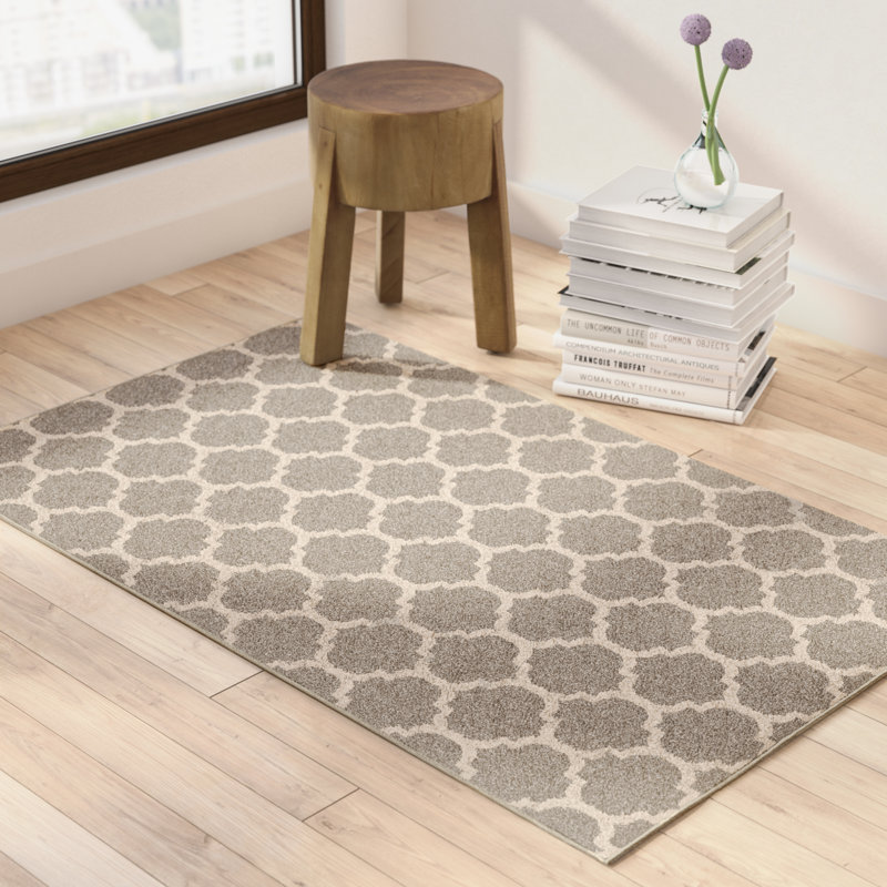 Tapis gris foncé / ivoire tissé à la machine Molly, Rectangle 10 pi x 14 pi 1 po